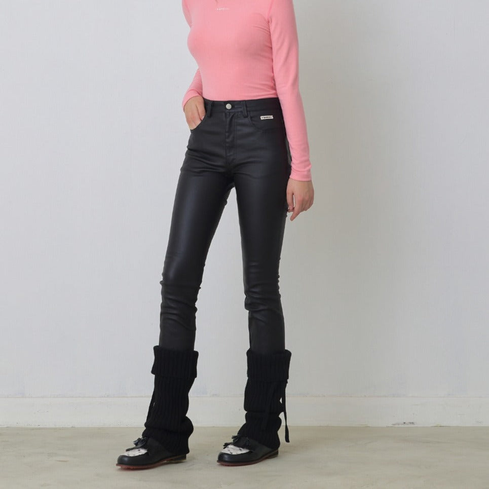 Stretch Panne Slim Leg Pant - Black