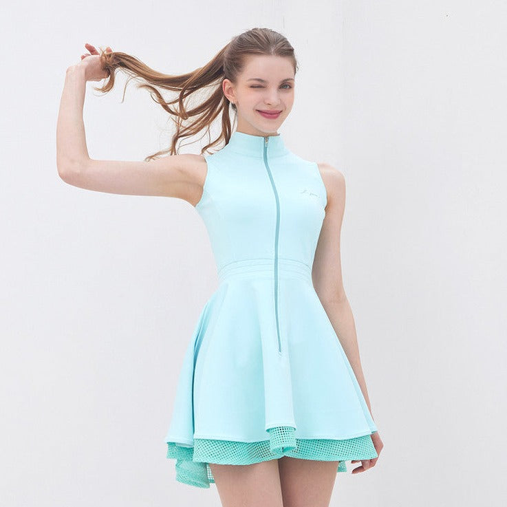 Mint Zipper Double Flared Dress – KOODSHOT Mint Zipper Double Flared Dress – KOODSHOT