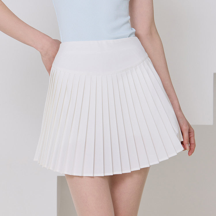 White Simple Pleats Skirt