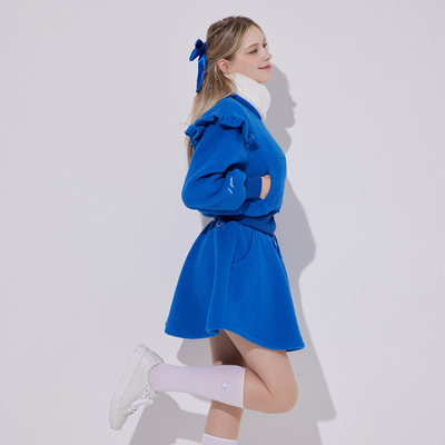 Blue Fleece Frill zip-up set