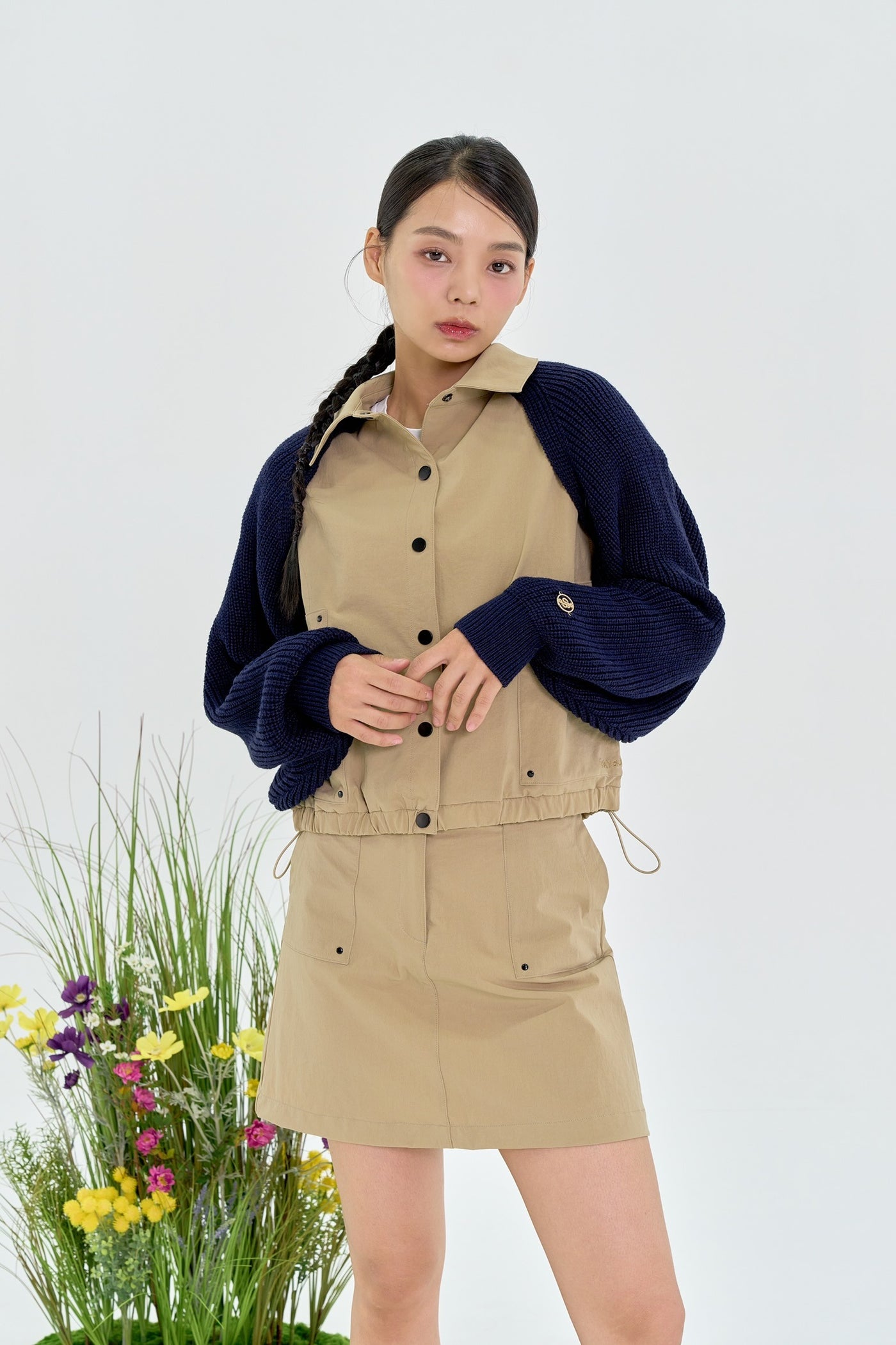 Beige Utility Skirt With Inner Pants