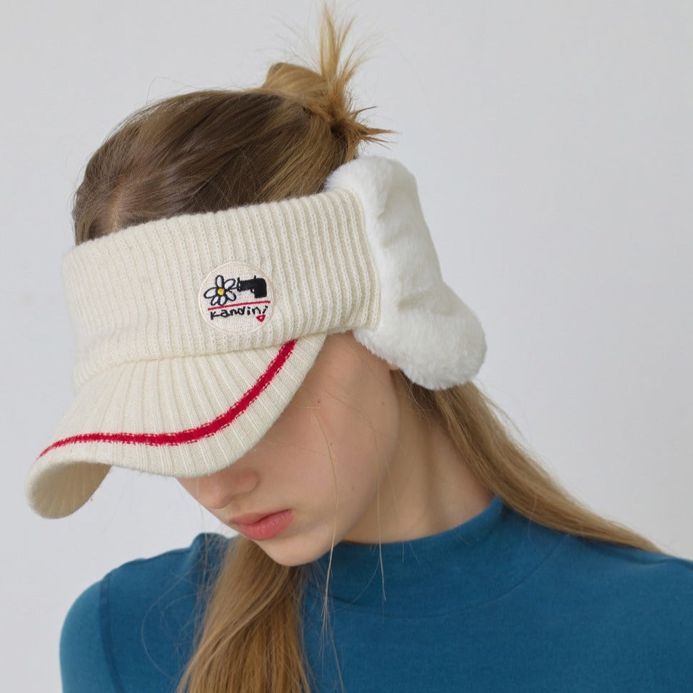 Cream, Knit Sun Visor