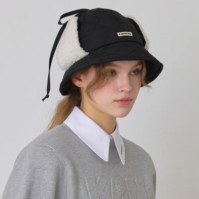 Black, Padded Ear-cover Bucket Hat