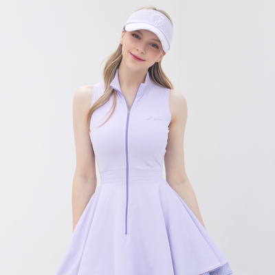 Lavender Zipper Double Flared Dress