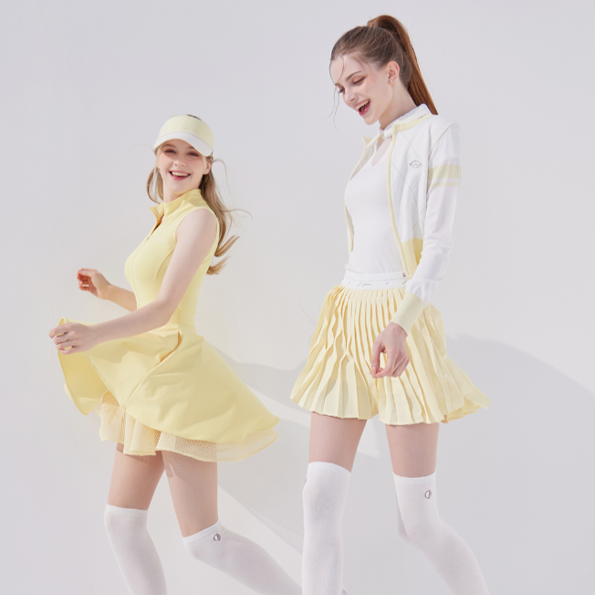 Lemon Unbalanced Chiffon Pleats Skirt