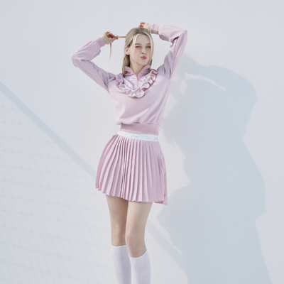 Pink Unbalanced Chiffon Pleats Skirt