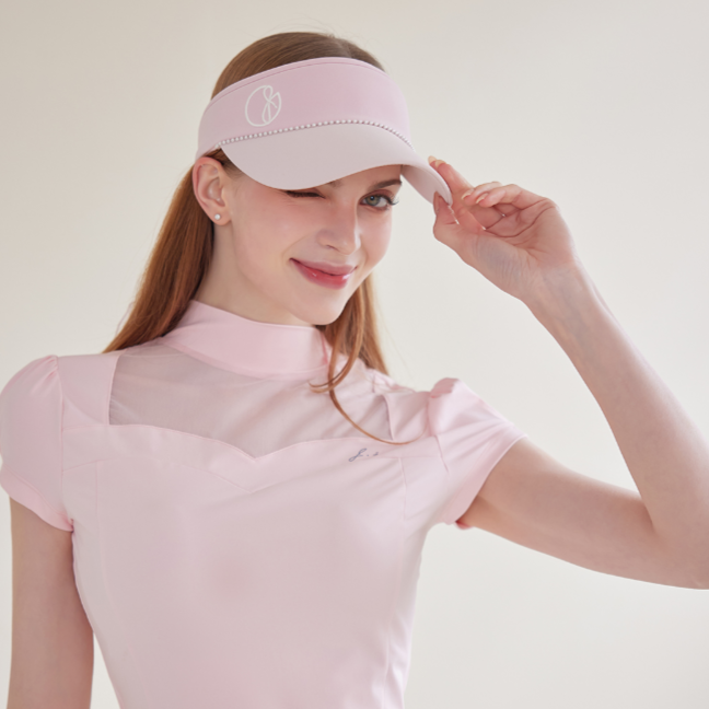 Pink Pearl Line Ribbon Suncap