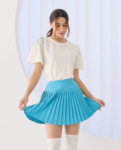 Turquoise Simple Pleats Skirt