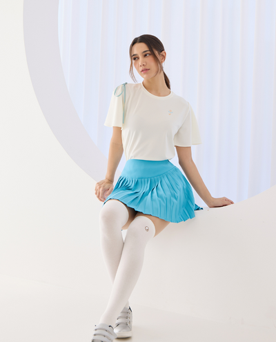 Turquoise Simple Pleats Skirt