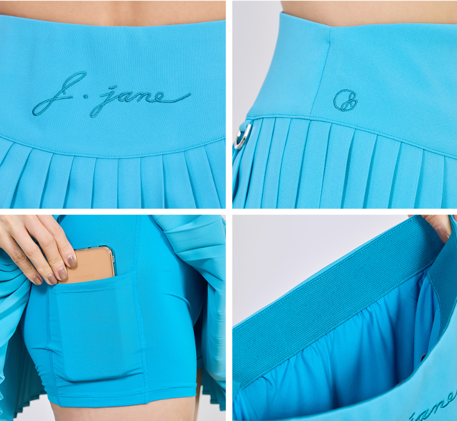 Turquoise Simple Pleats Skirt