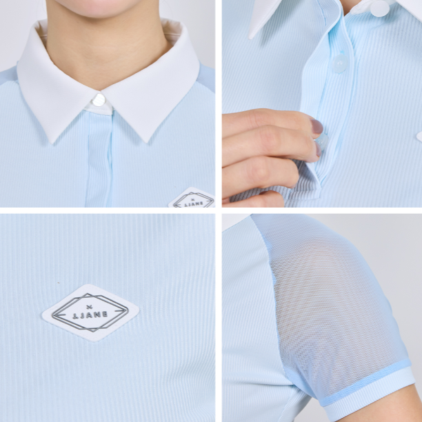 Skyblue Mesh Sleeve Raglan T-shirt