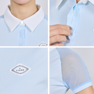 Skyblue Mesh Sleeve Raglan T-shirt