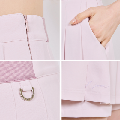 Pink Pleats Skirt Layered Pants