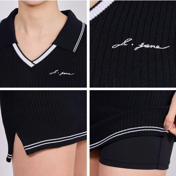 Black Sleeveless Collar Knit Dress