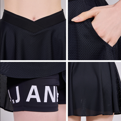 Black V-band Mesh Flare Skirt