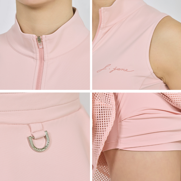 Pink Zipper Double Flared Dress