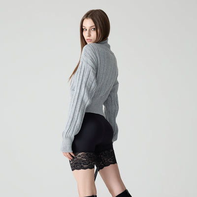 Black Length 4 Original Lace Hip-up Leggings