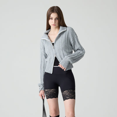 Black Length 4 Original Lace Hip-up Leggings