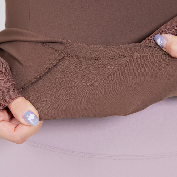 Brown Soft Brushed Slim High-neck T-shirt  KOODSHOT