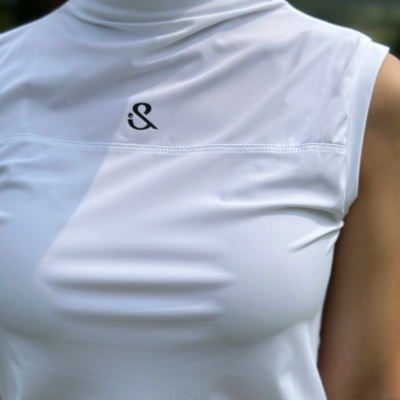 Ice-Cooling Shirred Sleeveless Top (White)