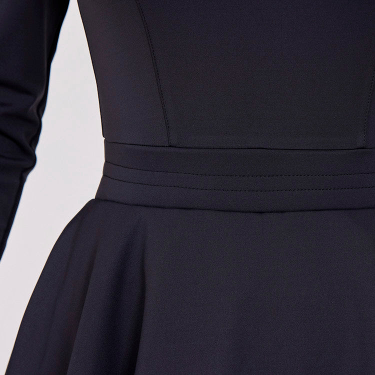 Black Classic Color Contrast Ribbon Flared Dress – KOODSHOT