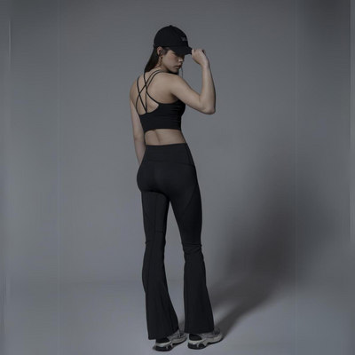 Black Basic Boot-cut Hip-up Leggings