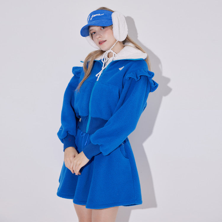 Blue Fleece Frill zip-up set