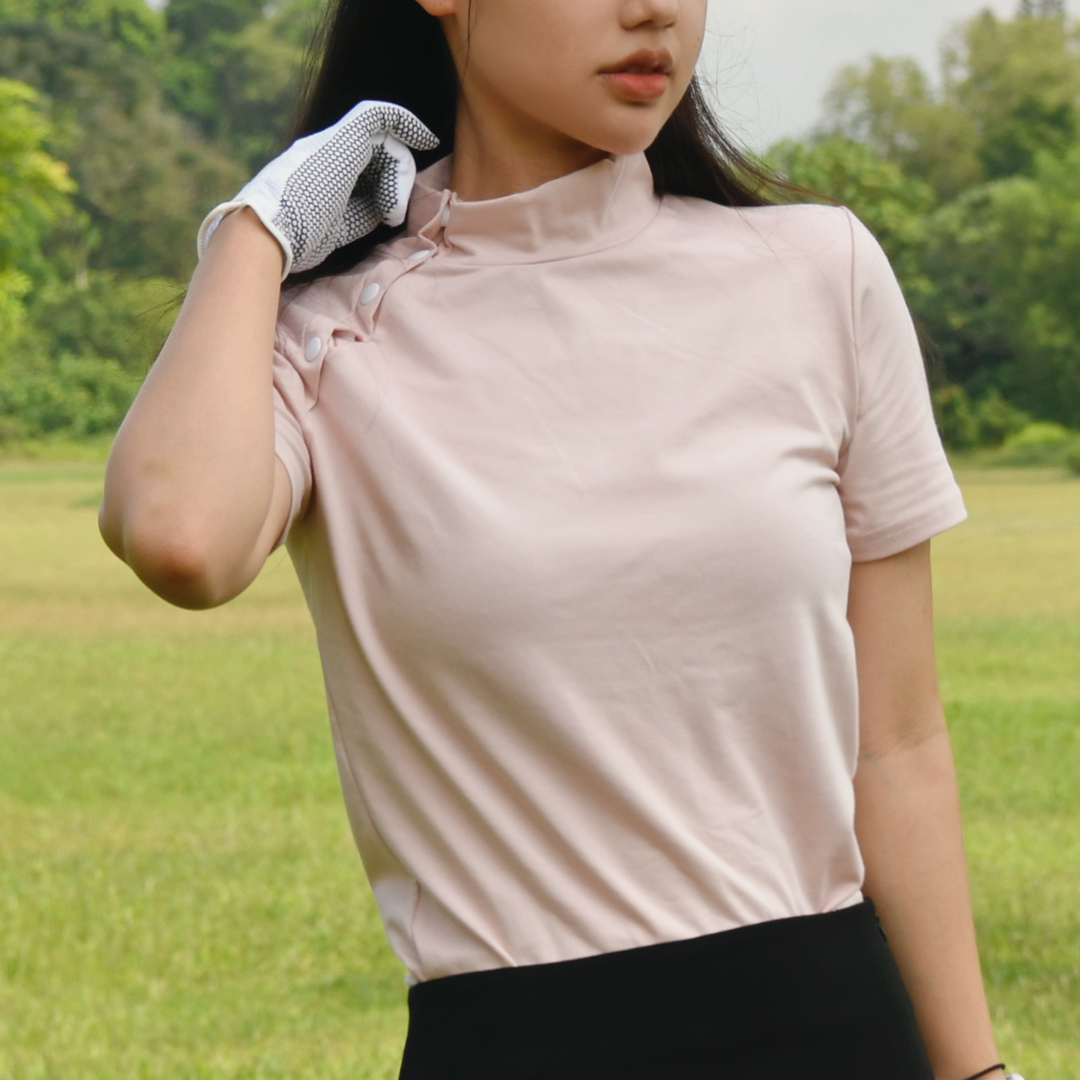 Pink 4 Button Snap Short-Sleeved Shirt