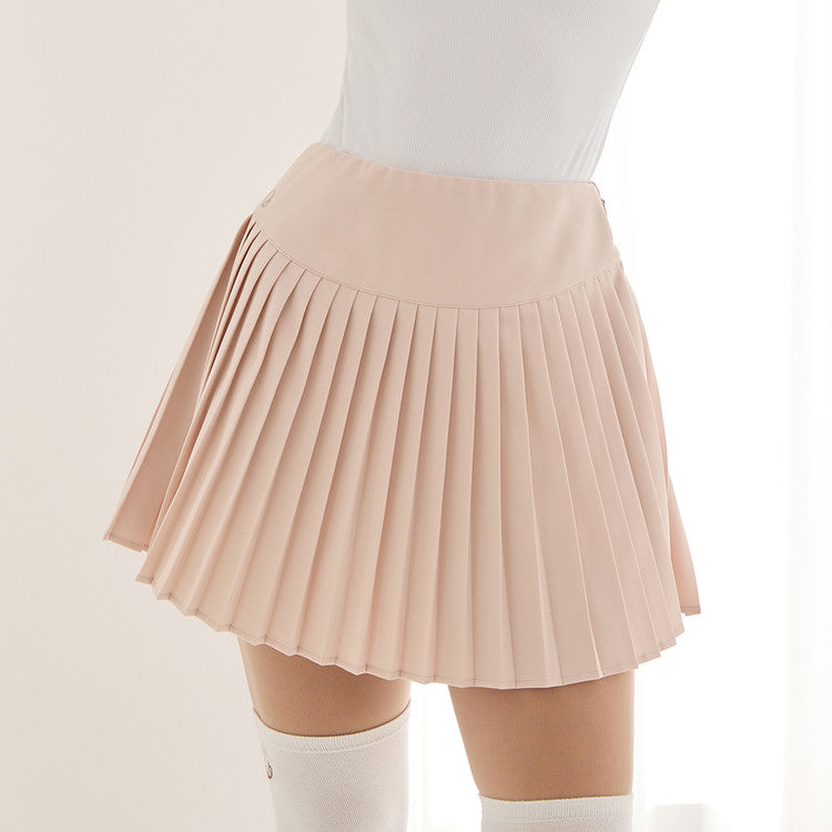 Beige Simple Pleats Skirt