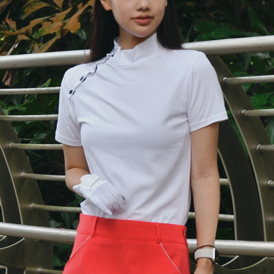 White 4 Button Snap Short-Sleeved Shirt