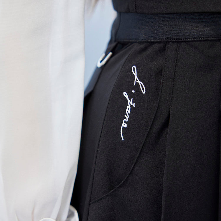 Black Pleats Suspenders Dress – KOODSHOT