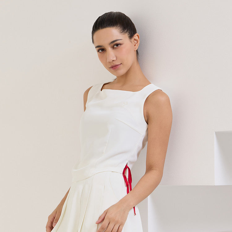 White Side Slit Vest