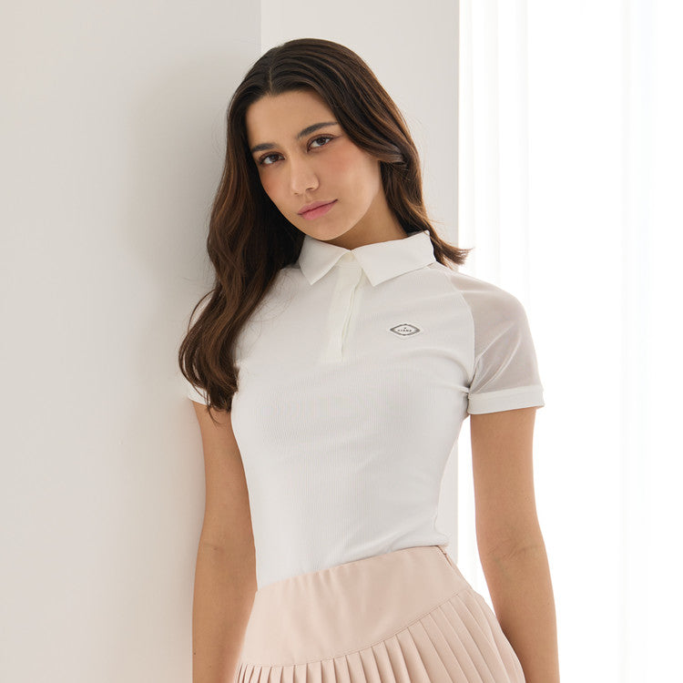 White Mesh Sleeve Raglan T-shirt