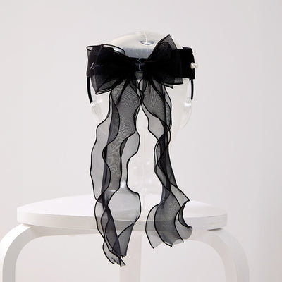 Black Lace Pearl Ribbon Suncap