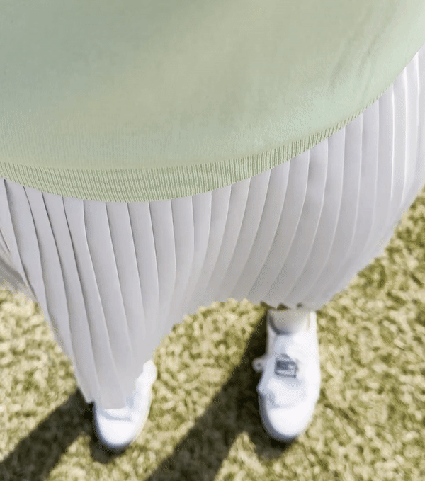 Accordion-Pleated Culotte Skirt (Ivory)