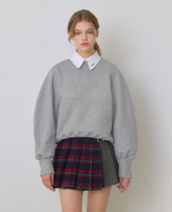 Navy, Mixed Check Pleats Skirt