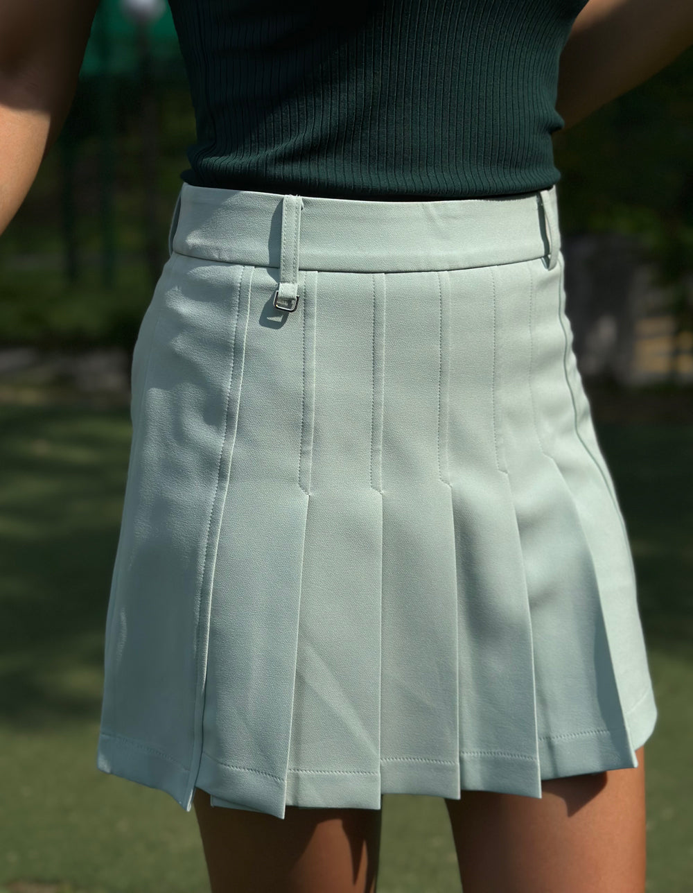 Mini D-Ring Pleated Culotte Skirt (Mint)