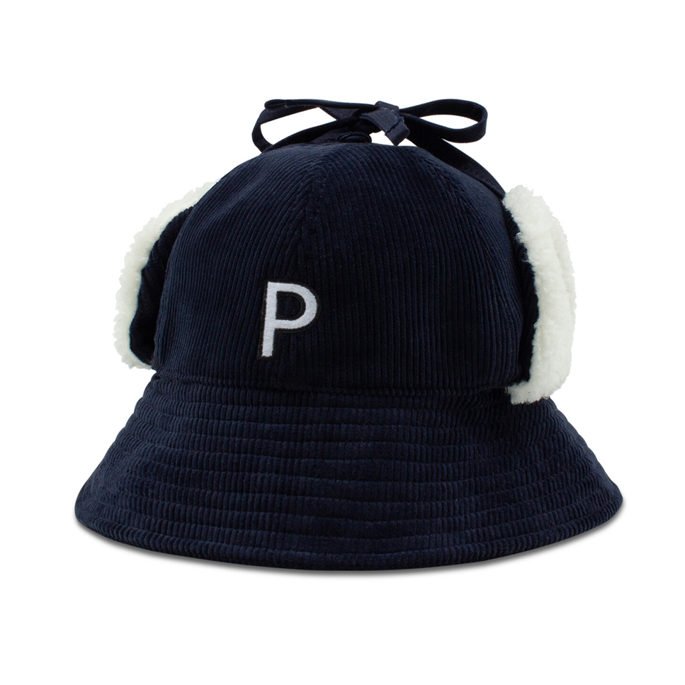 Navy Corduroy 2-Way Earflap Bucket Hat