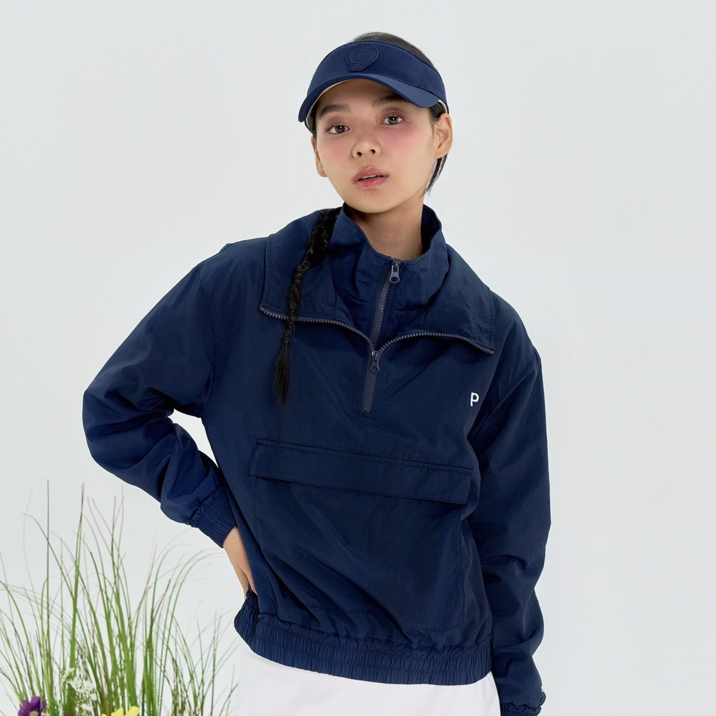 Navy Double Collar Nylon Anorak – KOODSHOT