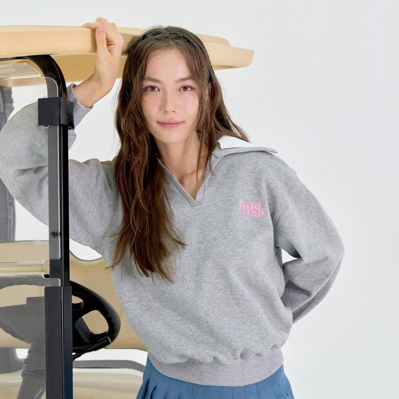 Grey Field Trip Collared Sweatshirt