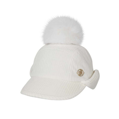 Ivory Fluffy Pompom Earflap Cap