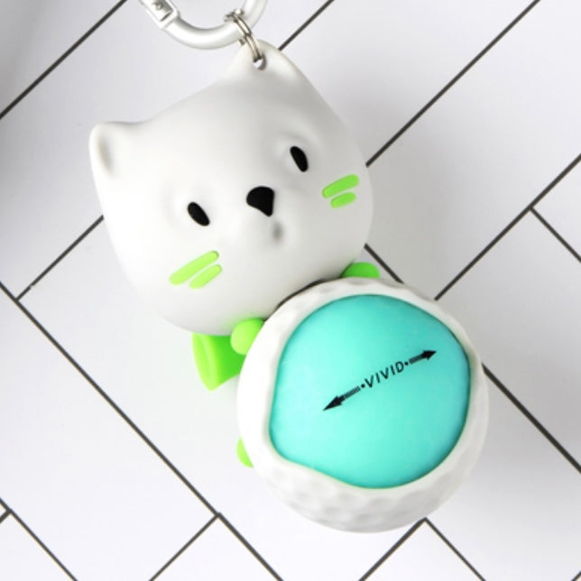 Cute cat two-ball mini golf pouch key ring