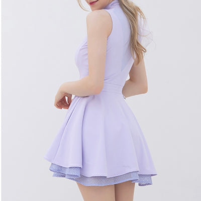 Lavender Zipper Double Flared One-Piece