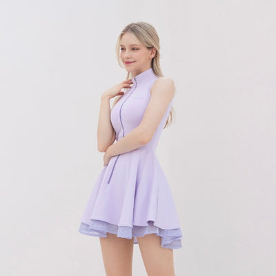 Lavender Zipper Double Flared One-Piece