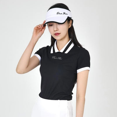 Black Coloring Line Collar Short-Sleeved Shirt