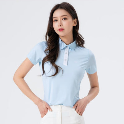 Sky Blue Mesh Short-Sleeved Shirt