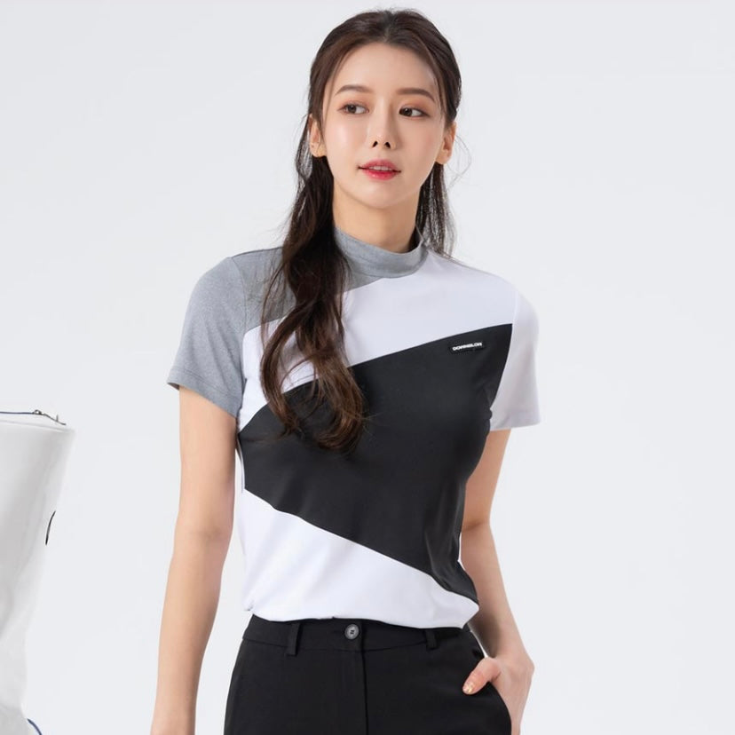 White Diagonal Coloring Short-Sleeved Shirt