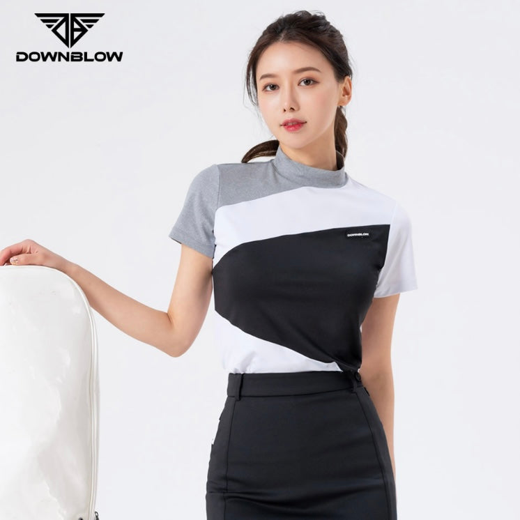 White Diagonal Coloring Short-Sleeved Shirt