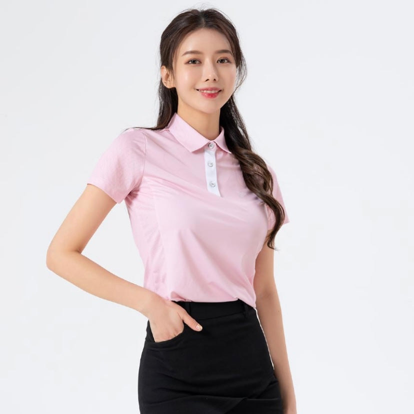 Pink Mesh Short-Sleeved Shirt