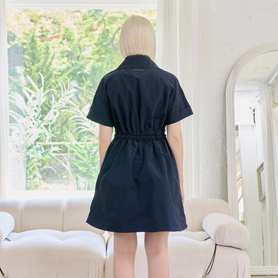 Navy Nylon Woven Coat Dress